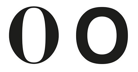 Figura 18. Comparació de contrast entre Bodoni (esquerra) i Helvetica (dreta)