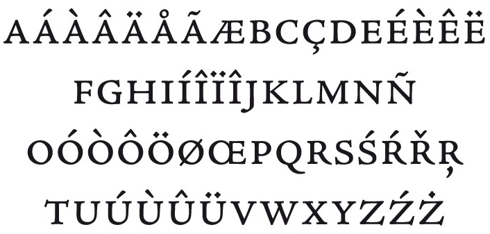Figura 23. Las versalitas son letras de caja alta, pero reducidas a la altura de «x». Se encuentran sobre todo en las fuentes con serifa. Técnicamente, se suelen denominar <em>caracteres expertos</em>.